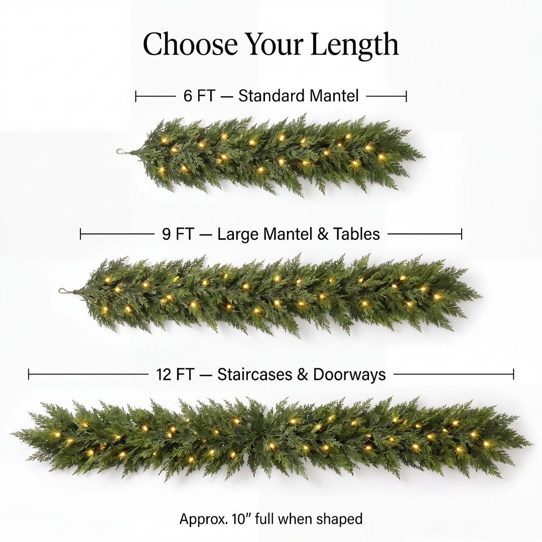 2 Pack Pre-Lit Artificial Cedar Garland