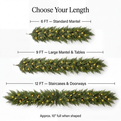 2 Pack Pre-Lit Artificial Cedar Garland