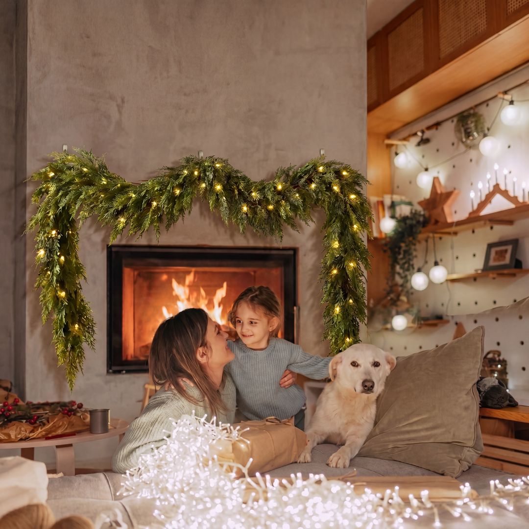 2 Pack Pre-Lit Artificial Cedar Garland
