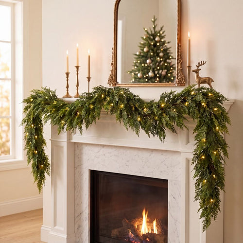 2 Pack Pre-Lit Artificial Cedar Garland