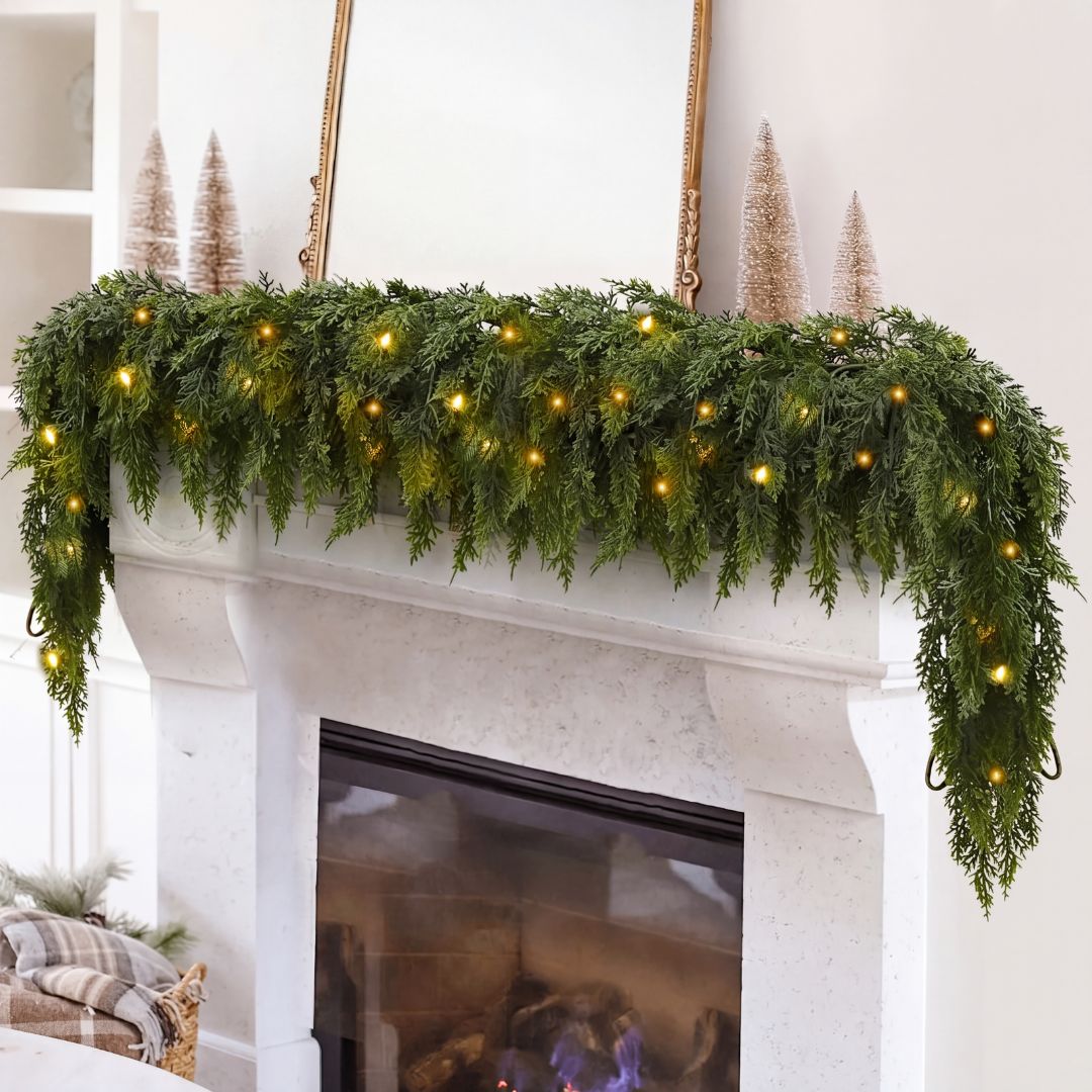 2 Pack Pre-Lit Artificial Cedar Garland