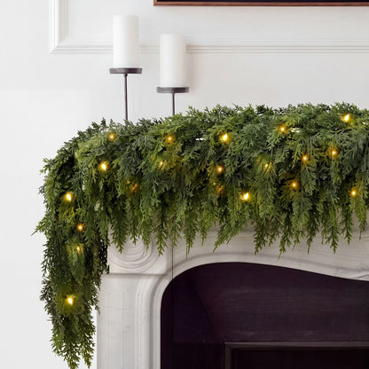 2 Pack Pre-Lit Artificial Cedar Garland
