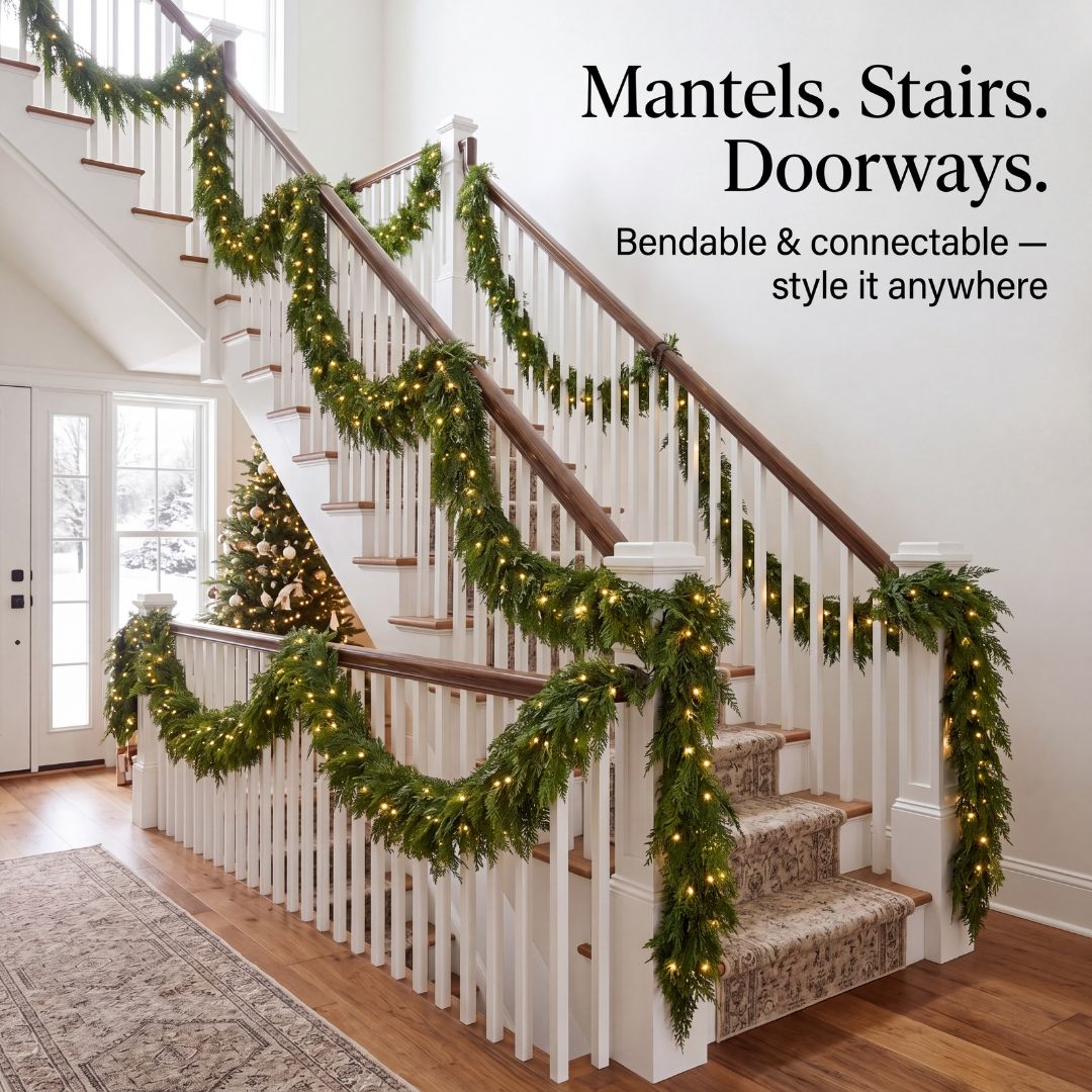 2 Pack Pre-Lit Artificial Cedar Garland